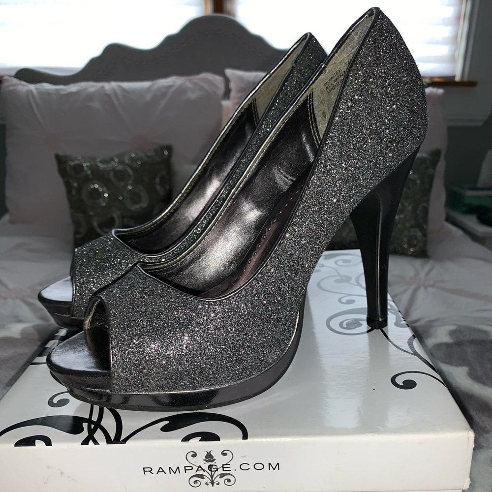 Pewter sparkle heels. Great condition! Worn once